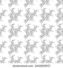 Flowers, Lines, Coloring, Nature, Exercises, Drawing, Black, White, Leaves, Bouquet, Clip Art, Vector, Fresh, Practice Drawing,