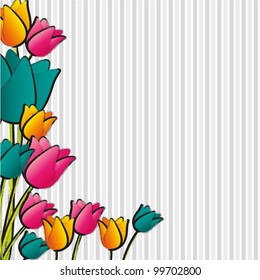flowers with lines of crayons background lines