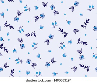Flowers Little floral pattern Small blue flowers textile print,fashion design