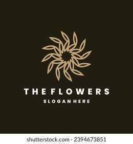 Ilustración de vectores de elementos de plantilla de diseño de concepto de logotipo de flores.