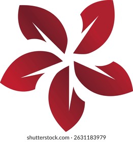 Flowers logo designs.The logo features a stylized, five-petal flower design in varying shades of red, set against a white background.