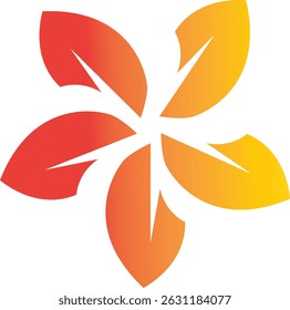 Flowers logo designs.The logo features a stylized, five-petal flower design in varying shades of red, set against a white background.