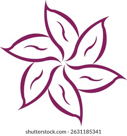 Flowers logo designs.The logo is a stylized, outlined flowers with six petals, symmetrically arranged around a central point.