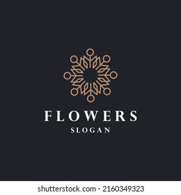 Flowers logo icon flat design template 