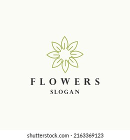 Flowers logo icon flat design template 