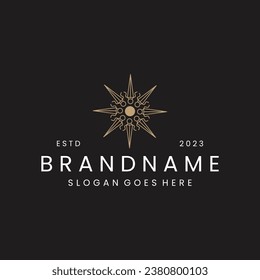 Ilustración del icono vectorial del logotipo de las flores Hipster vintage retro