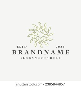 Flowers logo vector icon illustration hipster vintage retro