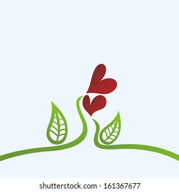 Flowers love hearts valentines day card vector illustration