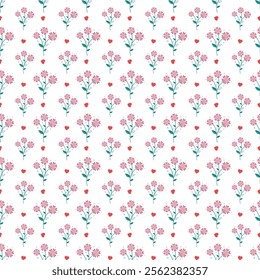 Flowers And Love Seamless Vector Pattern Design