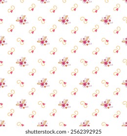 Flowers And Love Seamless Vector Pattern Design