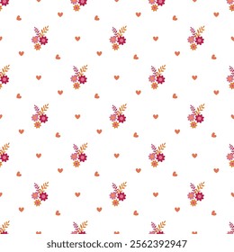 Flowers And Love Seamless Vector Pattern Design