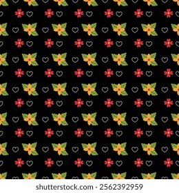 Flowers And Love Seamless Vector Pattern Design
