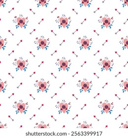 Flowers For Love Seamless Vector Pattern Design