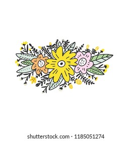 Flowers of love - vector illustration. Cartoon design.