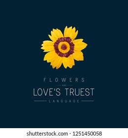 Flowers are love's truest language with Tickseed flower vector