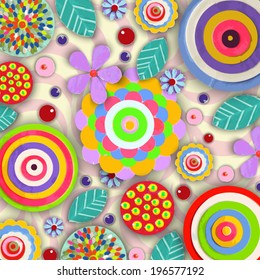 Flowers made of acrylic. Cheer up background. Grunge paint banner with brush stroke effect. 3d shadows. Watercolor, handmade, from original canvas art.