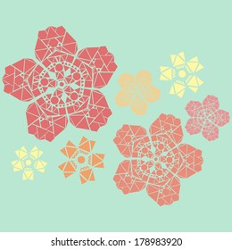 Flowers made of geometric shapes
