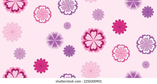Flowers made from hearts! Cheerful bright seamless design would brighten any surface. Each petal is made from a heart variation.