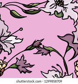 Flowers, Magnolia, spring. Seamless pattern. Vector illustration.