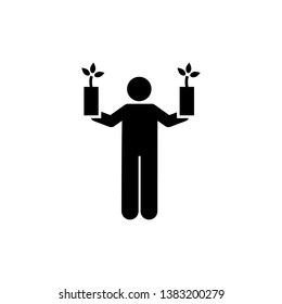Flowers, man icon. Element of man with random object icon. Premium quality graphic design icon. Signs and symbols collection icon for websites, web design