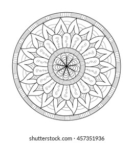Flowers and mandalas line art for coloring book for adult, cards, and other decorations