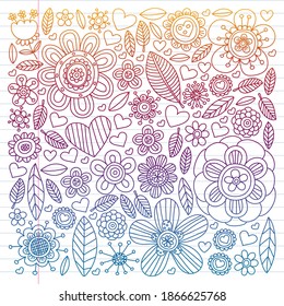 Flowers March 8. Doodle floral pattern. Vector icons for women.