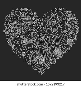 Flowers March 8. Doodle pattern. Vector icons for women.