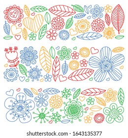 Flowers March 8. Doodle pattern. Vector icons for women.