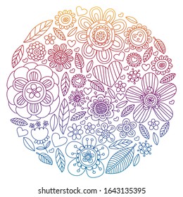 Flowers March 8. Doodle pattern. Vector icons for women.