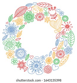 Flowers March 8. Doodle pattern. Vector icons for women.