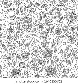 Flowers March 8. Doodle pattern. Vector icons for women.