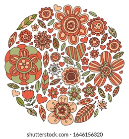 Flowers March 8. Doodle pattern. Vector icons for women.