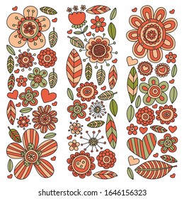 Flowers March 8. Doodle pattern. Vector icons for women.