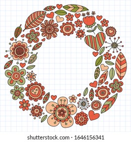 Flowers March 8. Doodle pattern. Vector icons for women.