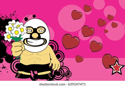flowers mexican wrestler cartoon expression background in vector format 