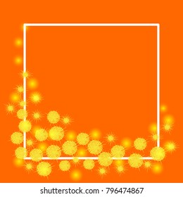 Flowers of mimosa and frame. Spring flowers. International Womens Day. For flyers, banners, invitations