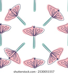 Ilustración vectorial de simplicidad moderna de flores. Una línea de patrón moderno sin fisuras.