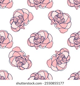 flowers modern simplicity vector illustration. One line seamless modern pattern.