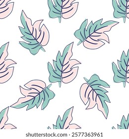 flowers modern simplicity vector illustration. One line seamless modern pattern.