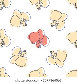 flowers modern simplicity vector illustration. One line seamless modern pattern.