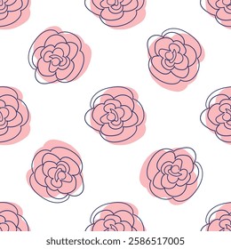 flowers modern simplicity vector illustration. One line seamless modern pattern.