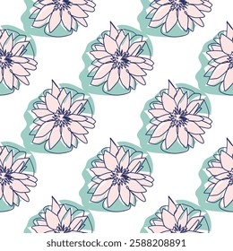 flowers modern simplicity vector illustration. One line seamless modern pattern.