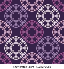 Flowers. Mosaic with geometric shapes. Seamless pattern. Design with manual hatching. Textile. Ethnic boho ornament. Vector illustration for web design or print.
