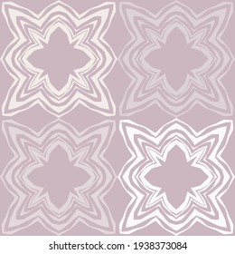 Flowers. Mosaic with geometric shapes. Seamless pattern. Design with manual hatching. Textile. Ethnic boho ornament. Vector illustration for web design or print.