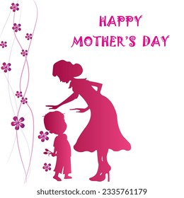 flowers and mother and child pink colour vector art for mothers day.love and emotions hope 