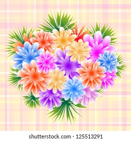 Flowers for mothers day, valentine's day, anniversary or birthday celebration, set on a subtle check background. Raster version also available.