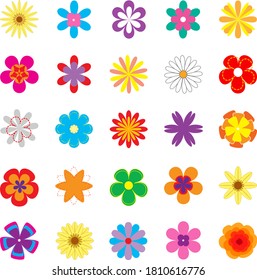 Vector Set Naturethemed Collection Flowers Stock Vector (Royalty Free ...