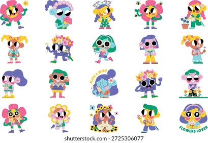 Flores Y Elementos De Naturaleza Ilustraciones Ilustración vectorial. Plantilla de diseño de símbolos de ilustración para elemento de interfaz de usuario móvil de Web.