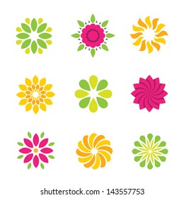 Flowers nature logo symbol and icons colorful