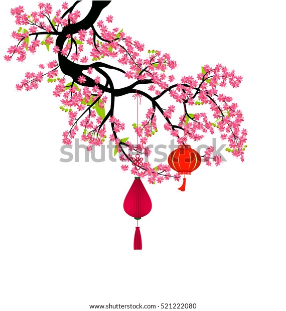 Flowers New Year Chinese New Year Stock Vector (Royalty Free) 521222080